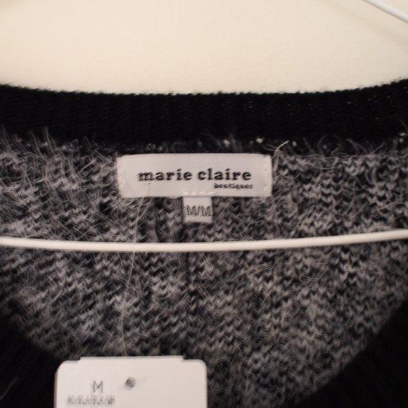 Marie Claire black and white fuzzy sweater NWT - Picture 4 of 5